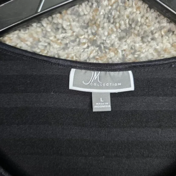 JM Collection Top Womens Large Black Layered Scoop Neck 3/4 Sleeve Blouse Ladies - Picture 6 of 7